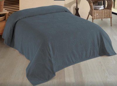 Простирадло махрова Uniko crown home 220x240 см Серця темно-сіра 207619 фото