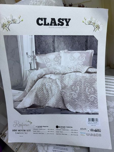 Постільна білизна зі стьобаним підковдрою - покривалом Aran Clasy Alone V1 євро 215803 фото
