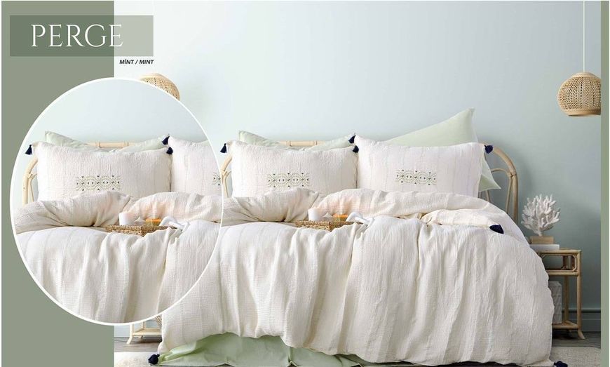 Постельное белье Istanbul Home Collection Perge Mint из муслина, евро 200&times;220 fc39193 фото