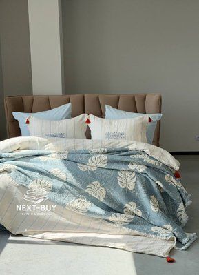 Постельное белье Istanbul Home Collection Perge Mavi Blue из муслина, евро 200&times;220 fc39184 фото