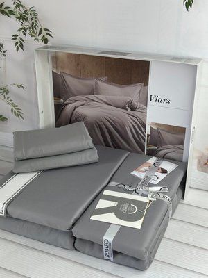 Постільна білизна Romeo Home Viars сірий сатин євро 209485 фото