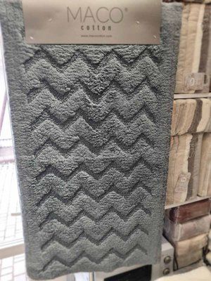 Набір бавовняних килимків для ванної Maco з 2 шт 50х60 см+ 60х100 см Зигзаг Антрацит 219015 фото