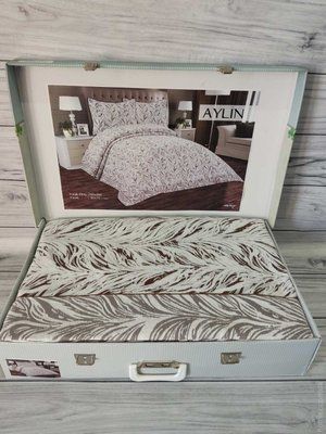Покривало жакардове Tetti Aylin kahve 240x260 см з наволочками 136059 фото