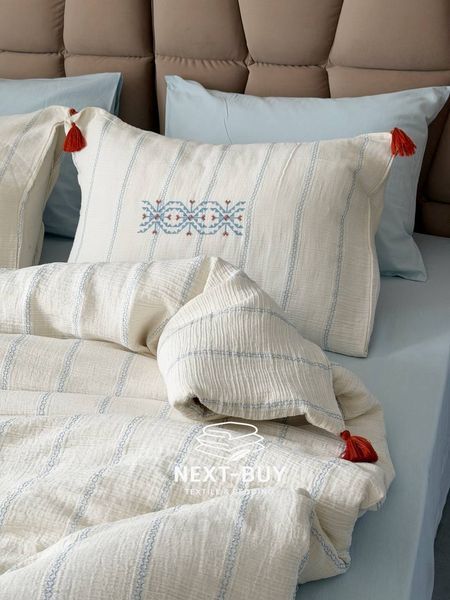 Постельное белье Istanbul Home Collection Perge Mavi Blue из муслина, евро 200&times;220 fc39184 фото