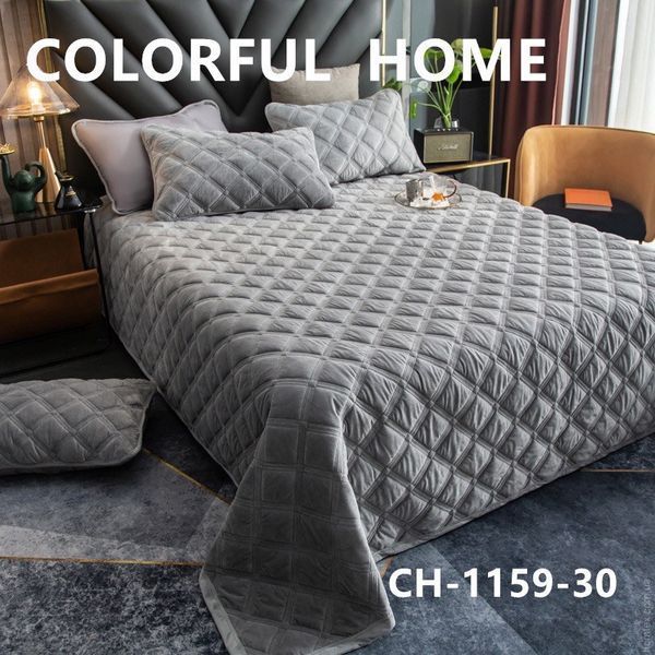 Покривало велюрове Colorful Home 200x230 см, модель CH-1159-30, світло-сіре. 114580 фото