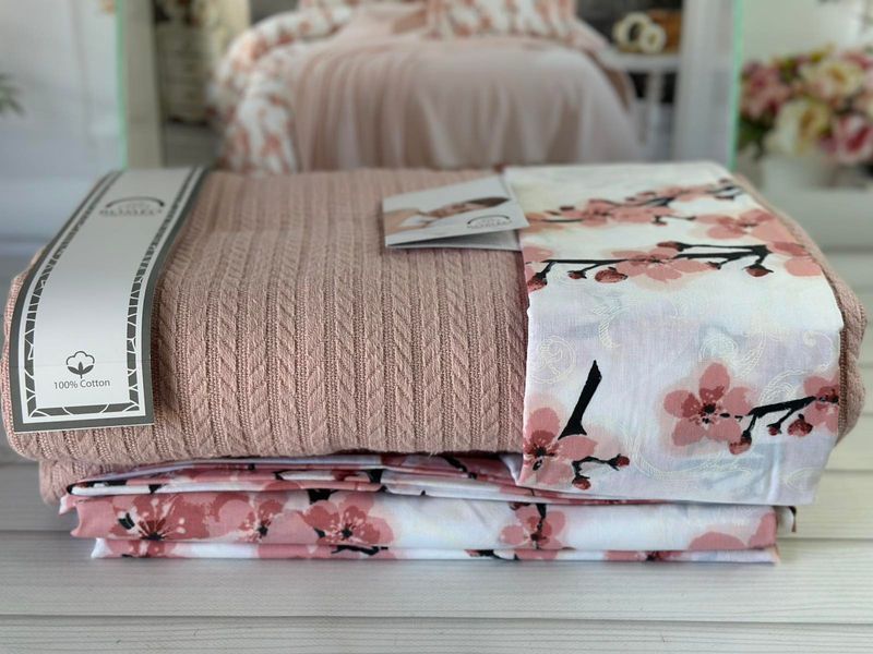 Постельное белье с пике - покрывалом Romeo Home пудра евро 209098 фото