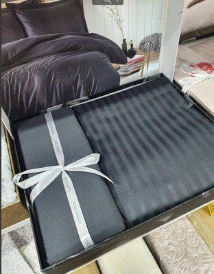 Постільна білизна Cotton Box Elegant stripe Antrasit євро 198816 фото