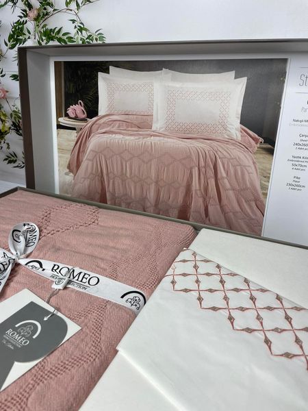 Постельное белье Romeo Home муслин с пике - покрывалом Stanza евро 211454 фото
