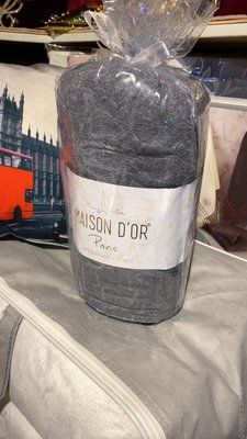 Простирадло махрове на резинці з наволочками Maison D'or 180x200 см темно-сіре 125277 фото