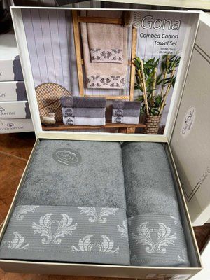 Набір махрових рушників Coton Delux Gona з 2 шт. 50х90 см +70х140 см темно-сірий 206718 фото