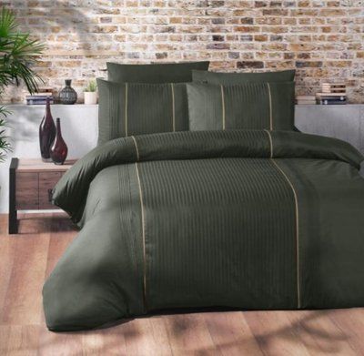 Постельное белье First Choice Deluxe Ranforce Elegant Dark Green евро 219071 фото