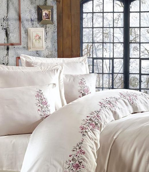 Постельное белье Dantela Vita Embroidered Efsa krem евро 65487 фото
