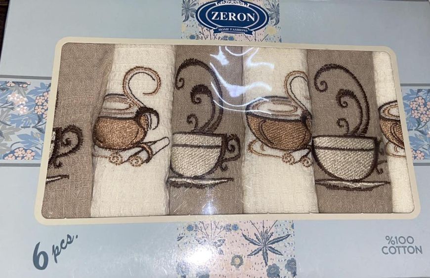 Набір кухонних рушників Zeron Coffee V6 40х60 см із 6 шт. 110917 фото