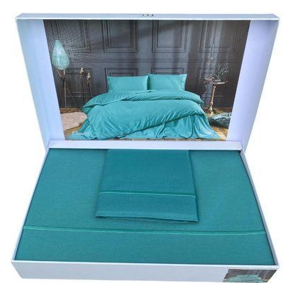 Постільна білизна Tivolyo Home Casual сатин люкс смарагдова полуторна 206917 фото