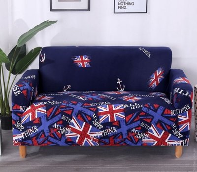 Чехол на двухместный диван HomyTex принт Британия синяя 65646 фото