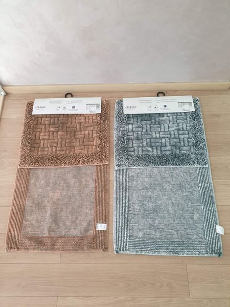 Набор хлопковых ковриков для ванной Zeron Vintage Mosaic из 2-х штук 50х60 см + 60х100 см серый 202016 фото