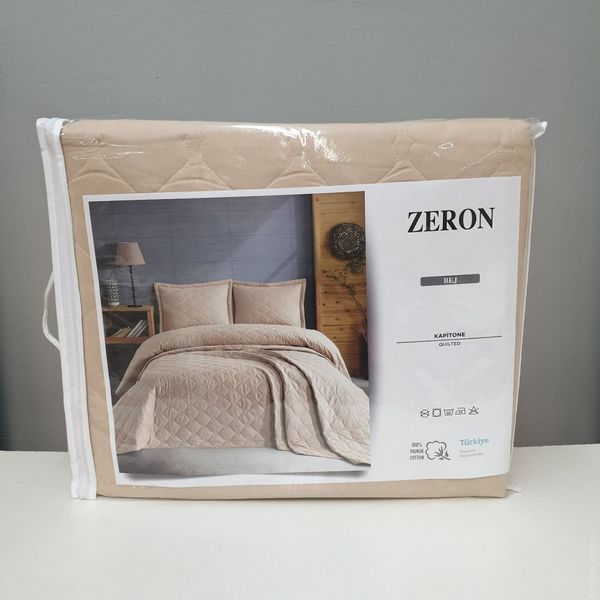 Покривало стьобане Zeron KARE BEJ 240x260 см з наволочками 50x70 см 117111 фото