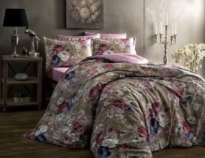 Постельное белье TAC Digital saten Jasmine gri полуторный 209972 фото