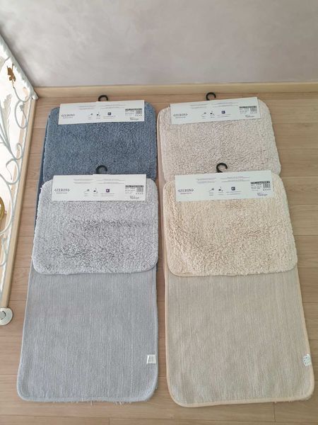 Набор хлопковых ковриков для ванной Zeron Tufting Mat из 2-х штук 50х60 см + 60х100 см бежевый 202017 фото